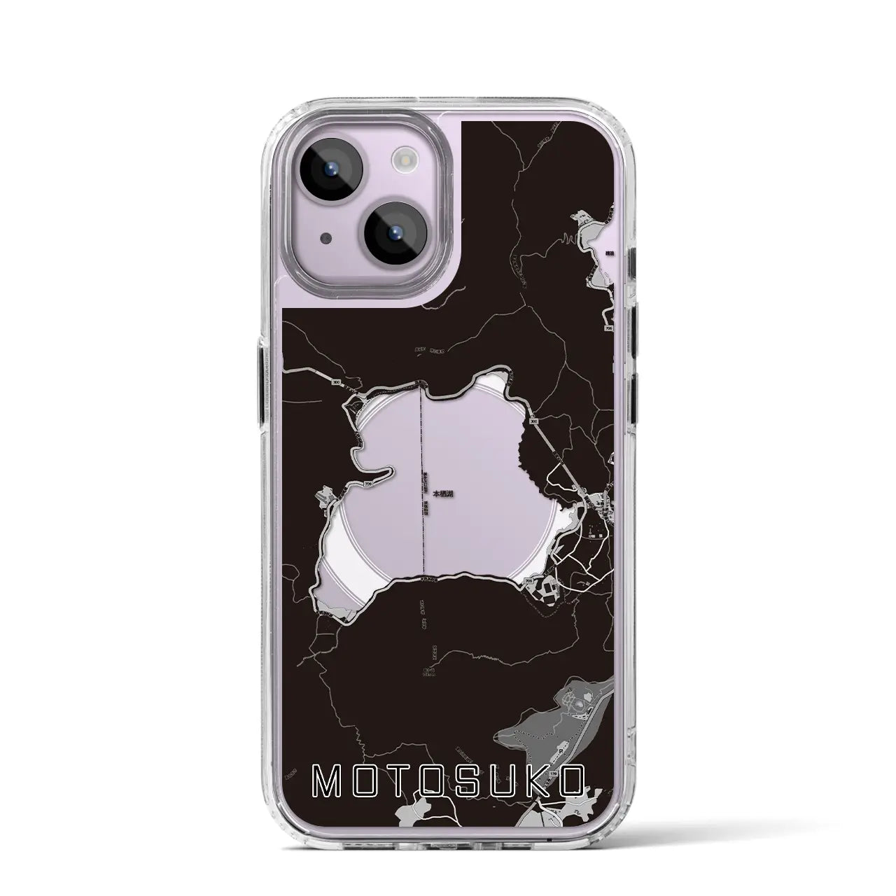 【本栖湖(山梨県)】地図柄iPhoneケース(MagSafeタイプ)