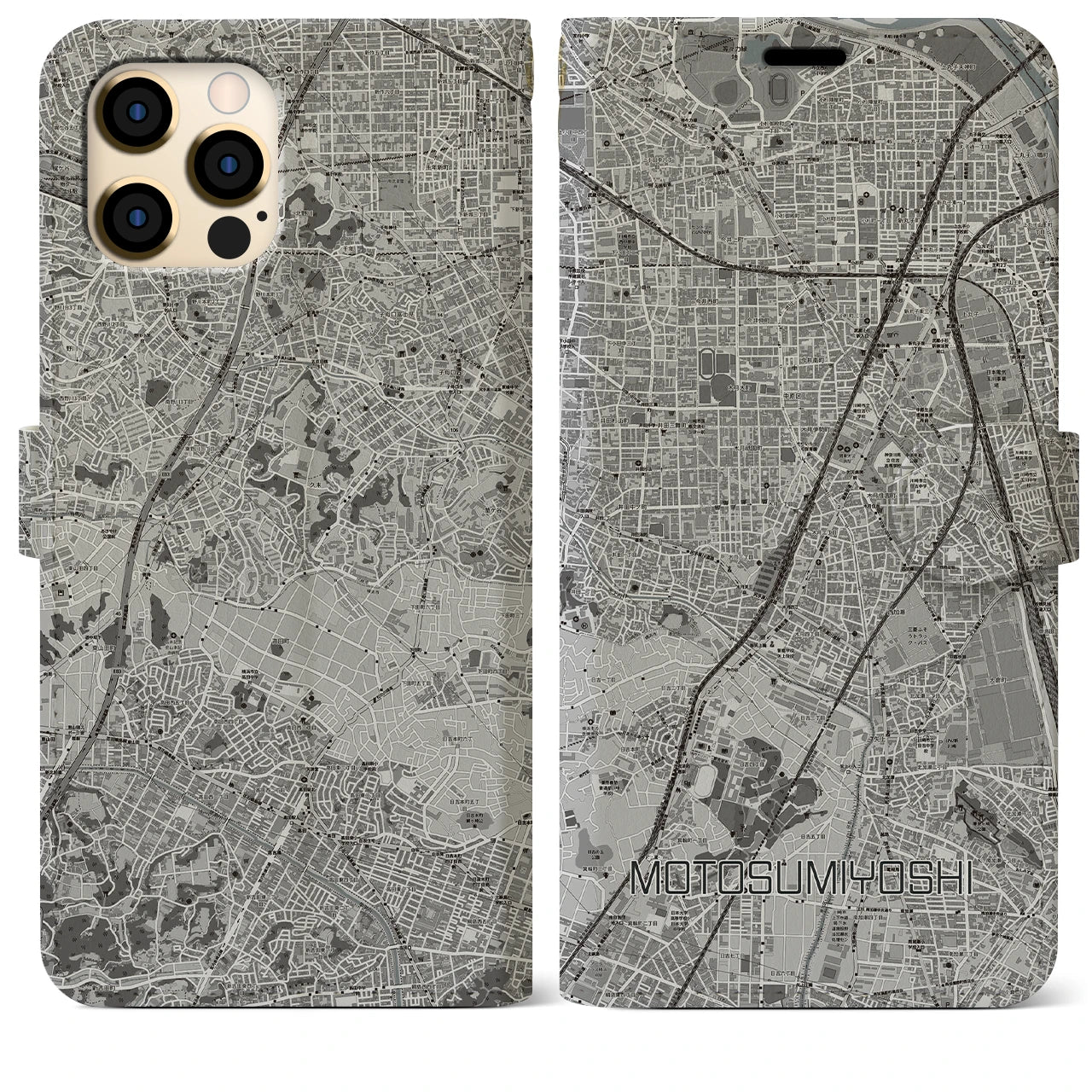 【元住吉(神奈川県)】地図柄iPhoneケース(手帳タイプ)