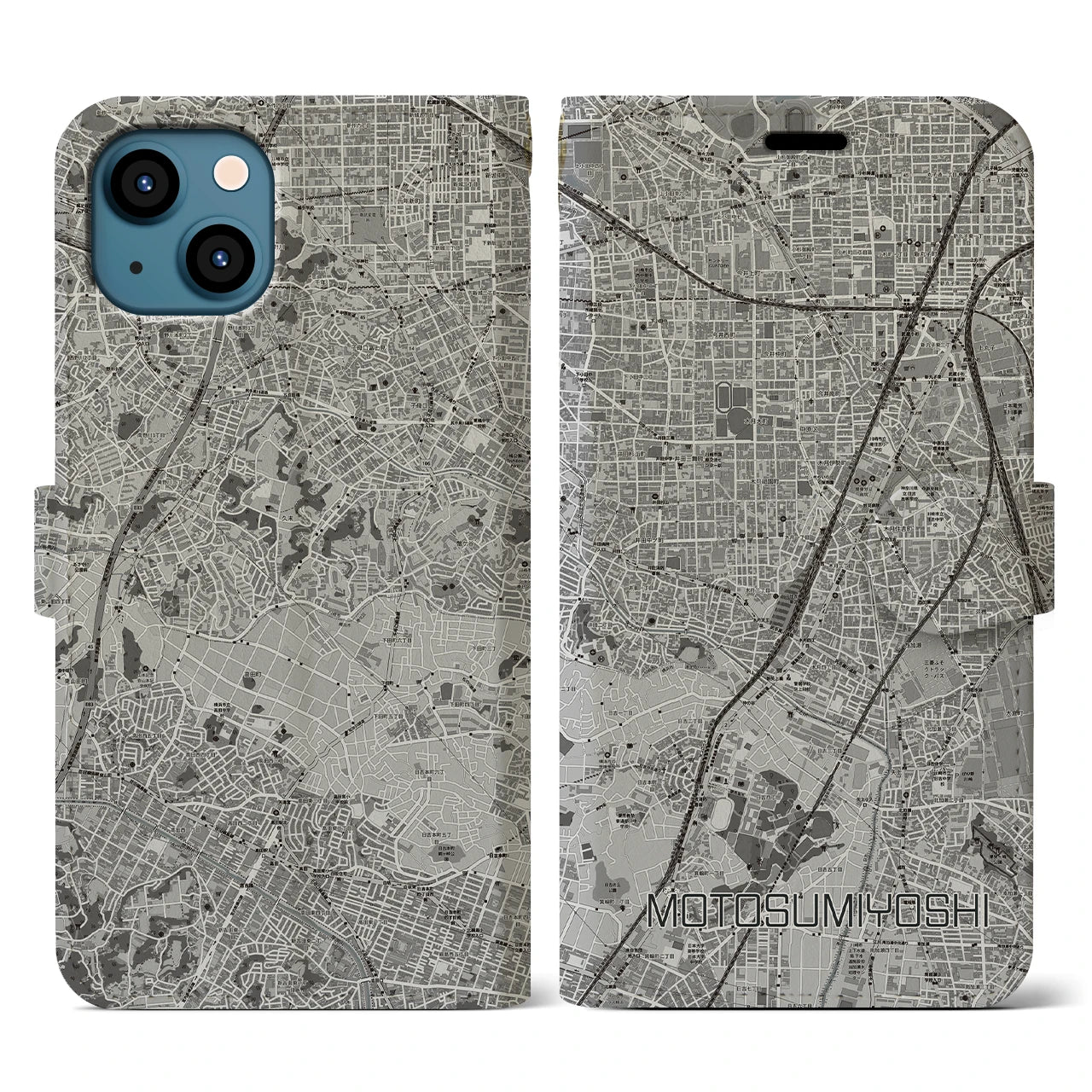 【元住吉(神奈川県)】地図柄iPhoneケース(手帳タイプ)