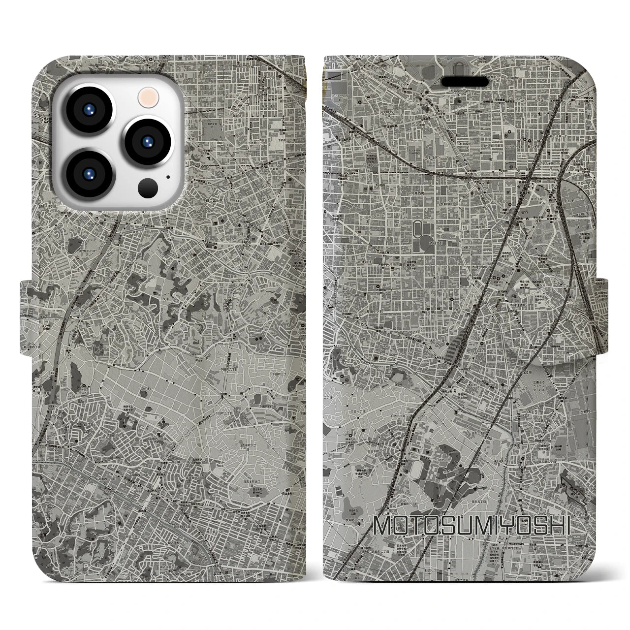 【元住吉(神奈川県)】地図柄iPhoneケース(手帳タイプ)