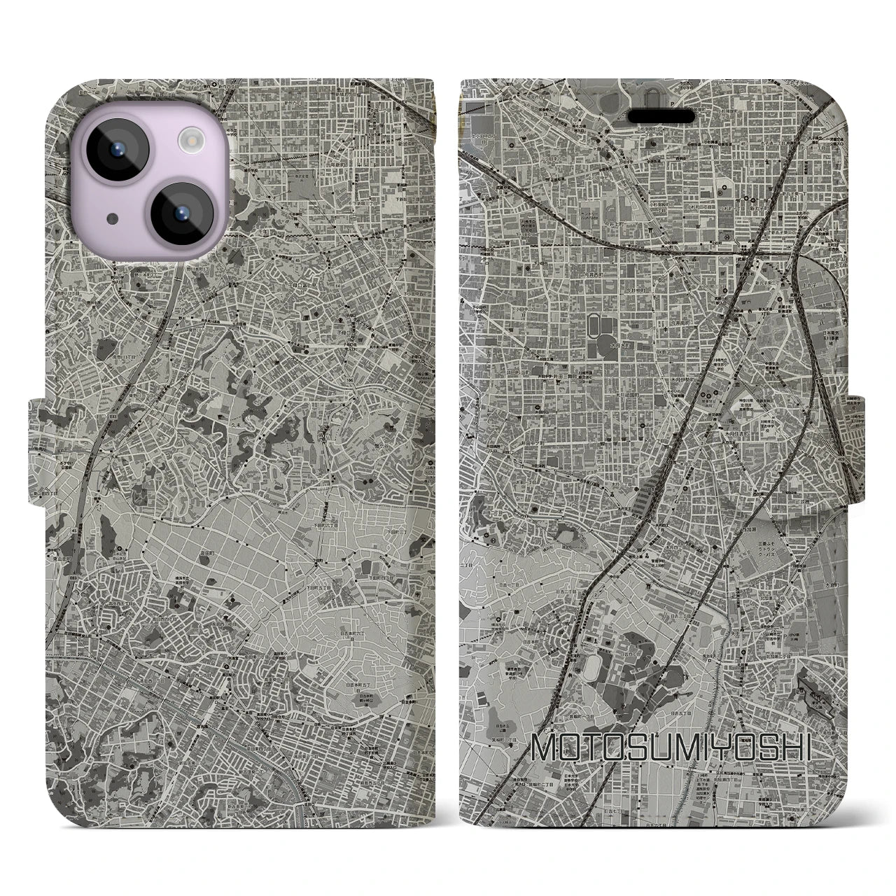 【元住吉(神奈川県)】地図柄iPhoneケース(手帳タイプ)