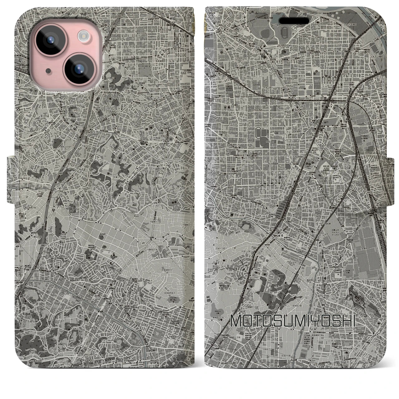 【元住吉(神奈川県)】地図柄iPhoneケース(手帳タイプ)