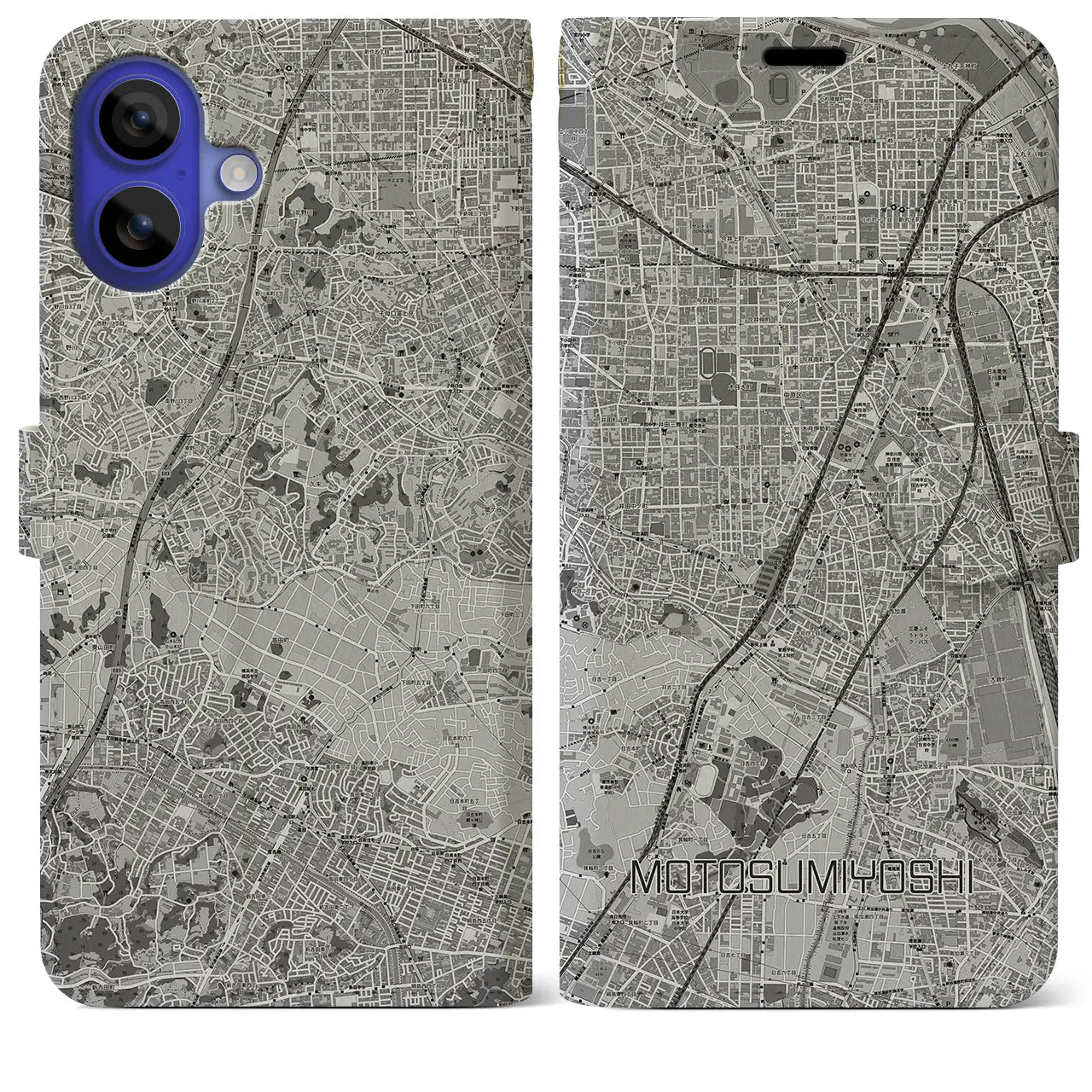 【元住吉(神奈川県)】地図柄iPhoneケース(手帳タイプ)