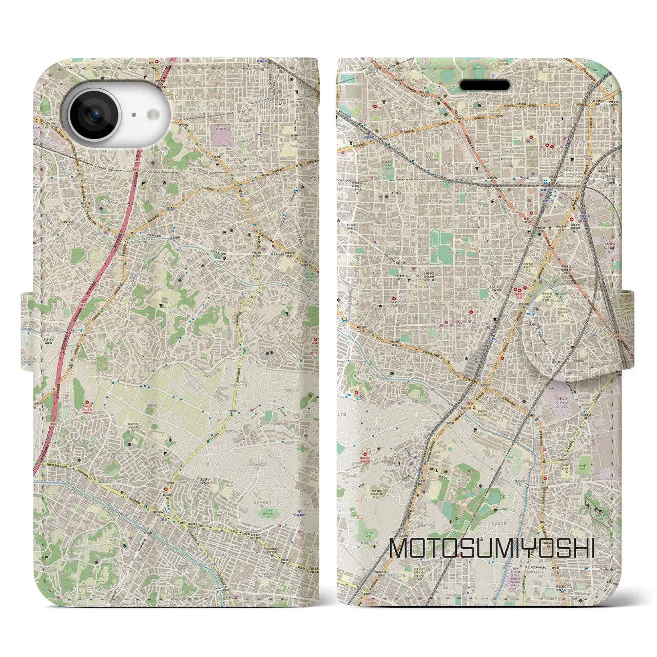 【元住吉(神奈川県)】地図柄iPhoneケース(手帳タイプ)