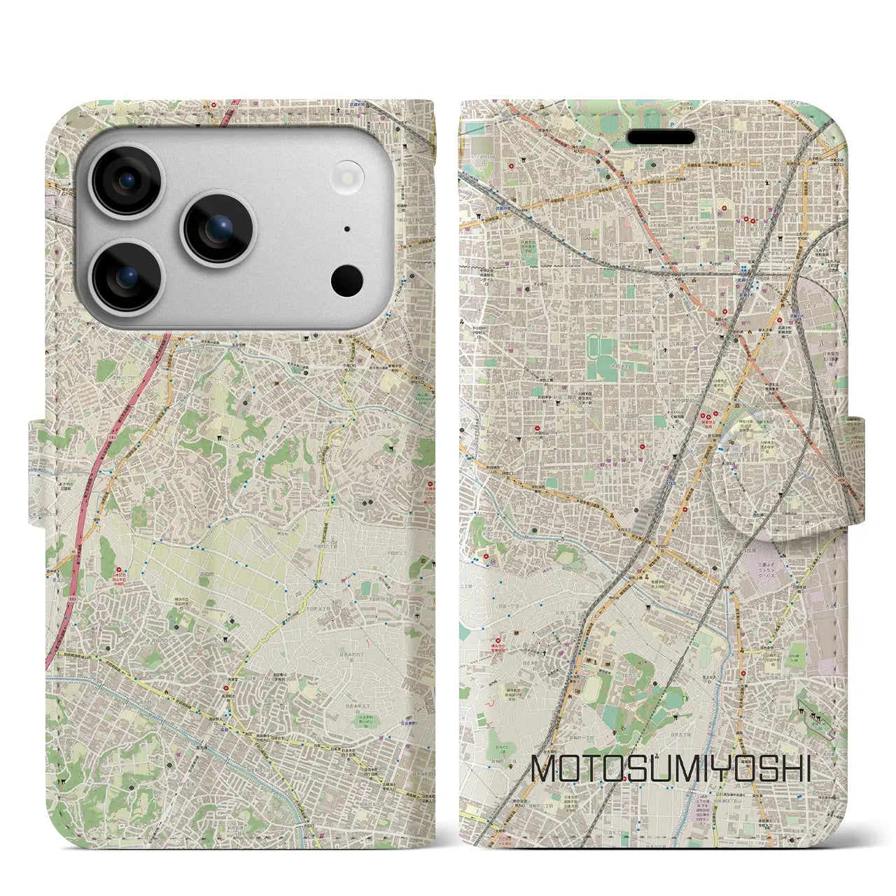 【元住吉(神奈川県)】地図柄iPhoneケース(手帳タイプ)