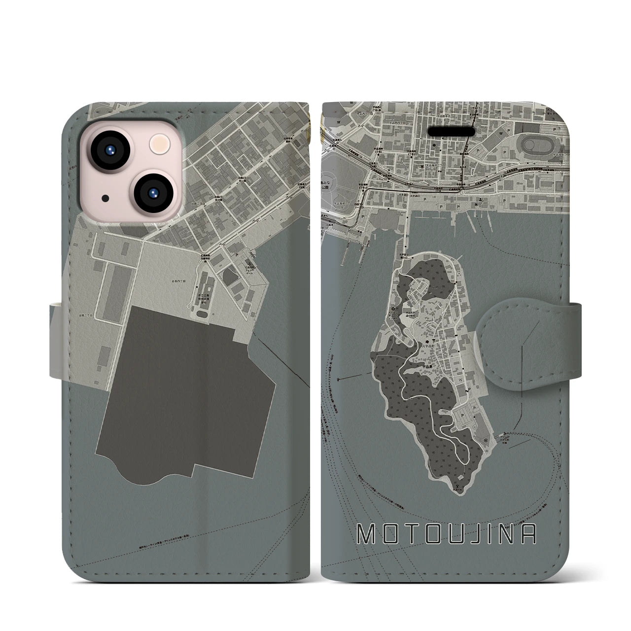 【元宇品(広島県)】地図柄iPhoneケース(手帳タイプ)