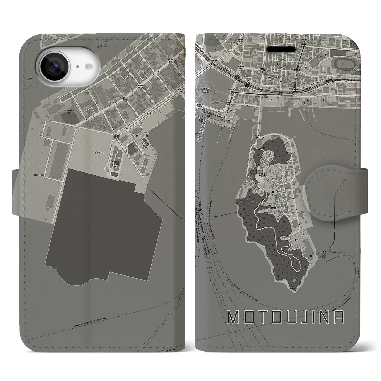 【元宇品(広島県)】地図柄iPhoneケース(手帳タイプ)