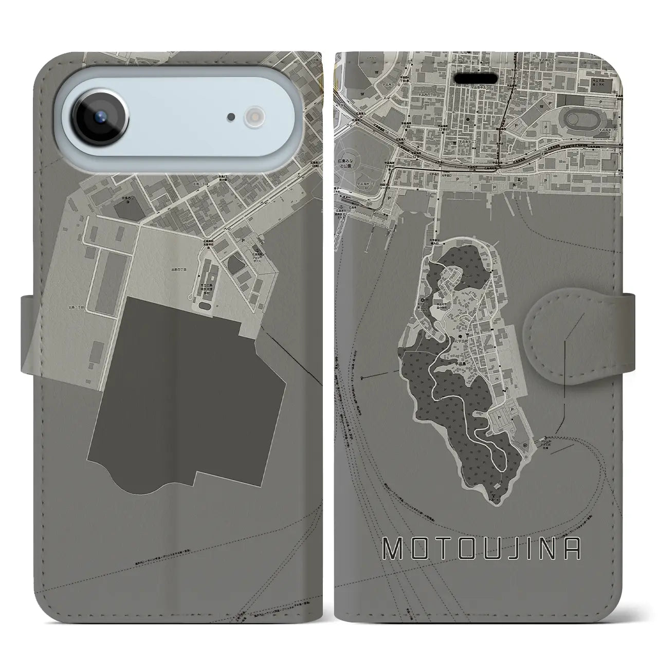 【元宇品(広島県)】地図柄iPhoneケース(手帳タイプ)