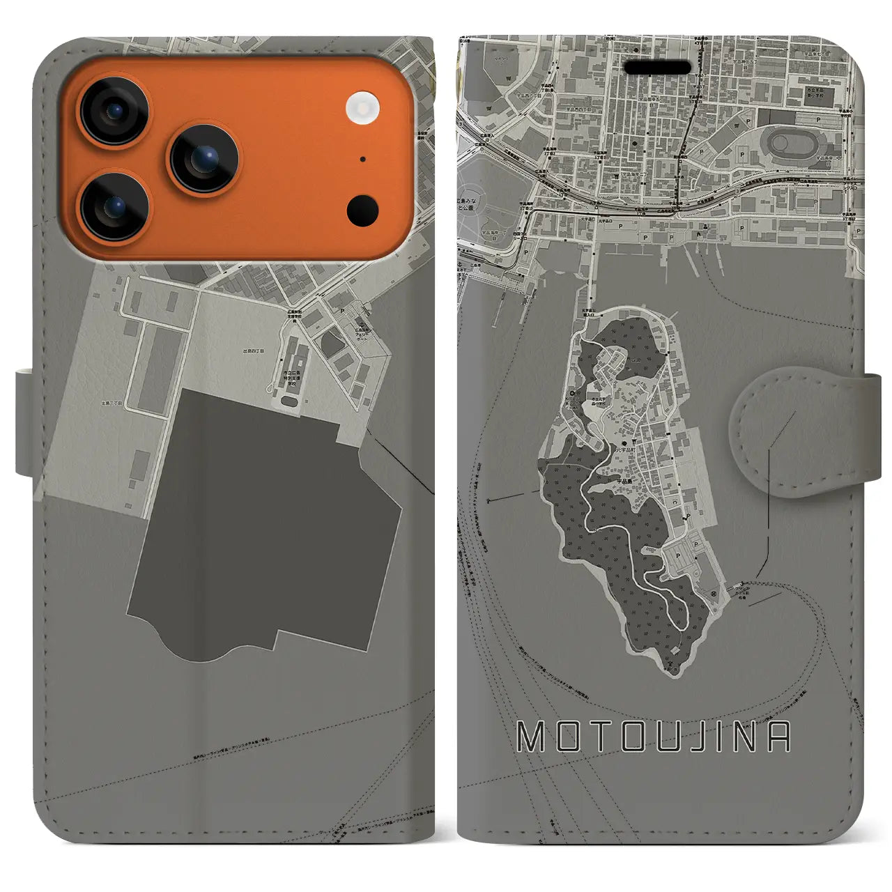 【元宇品(広島県)】地図柄iPhoneケース(手帳タイプ)