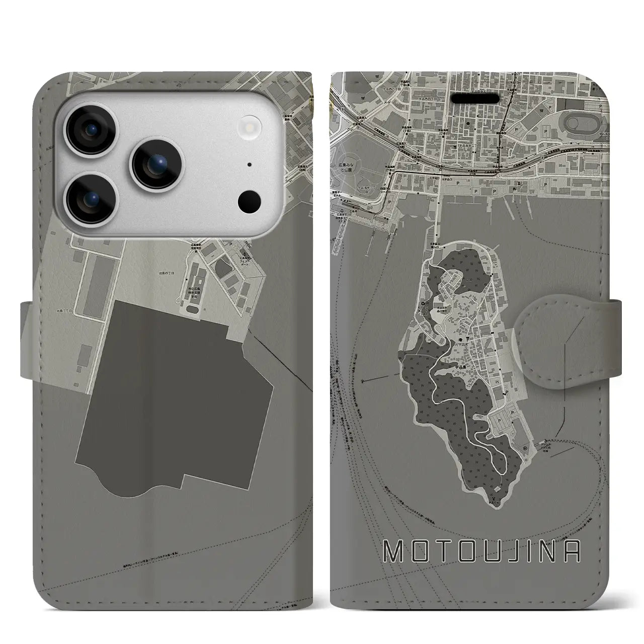 【元宇品(広島県)】地図柄iPhoneケース(手帳タイプ)