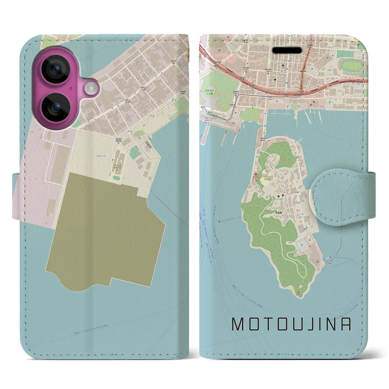 【元宇品(広島県)】地図柄iPhoneケース(手帳タイプ)