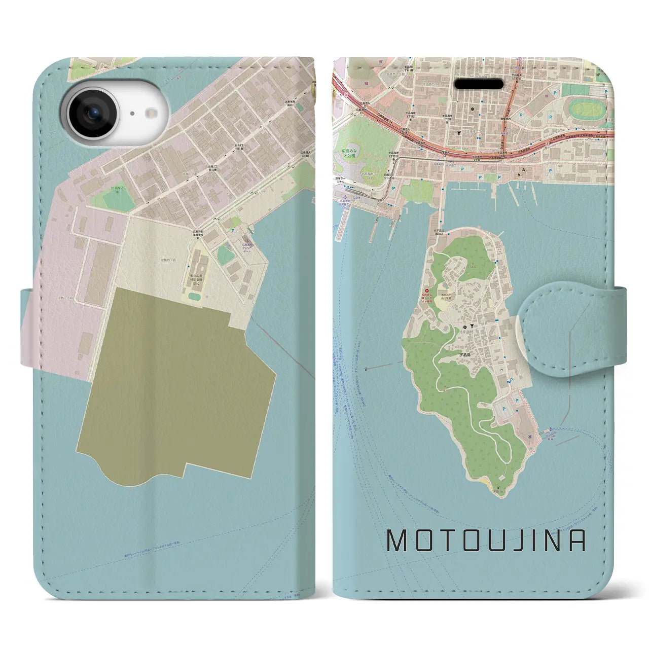 【元宇品(広島県)】地図柄iPhoneケース(手帳タイプ)
