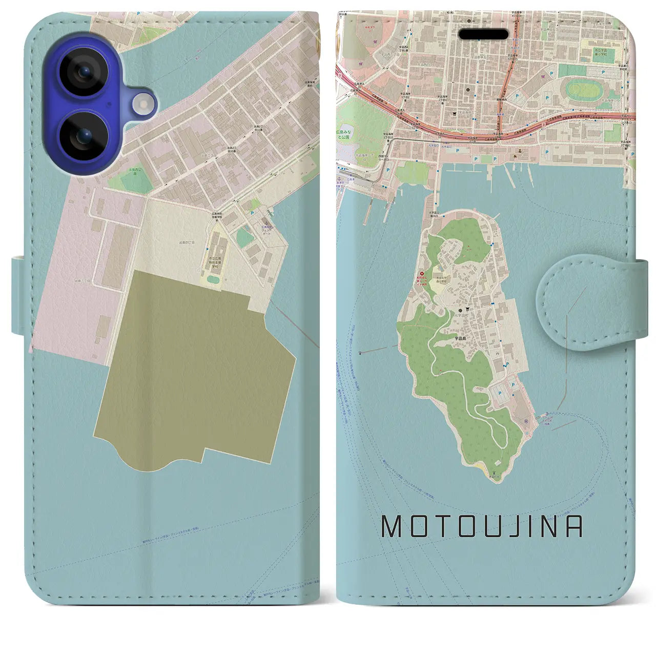 【元宇品(広島県)】地図柄iPhoneケース(手帳タイプ)ナチュラル・iPhone 16 Pro Max 用