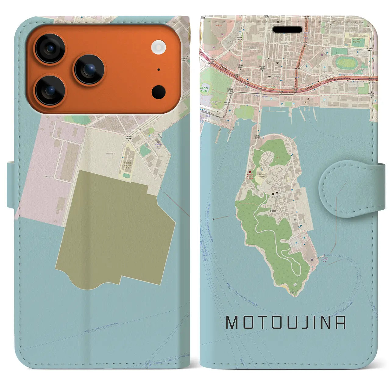 【元宇品(広島県)】地図柄iPhoneケース(手帳タイプ)