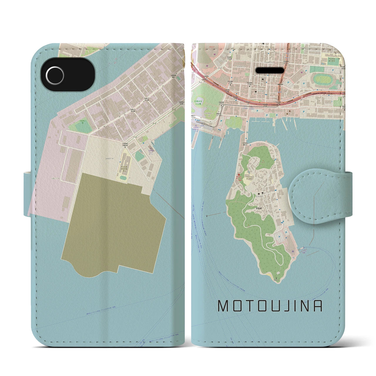 【元宇品(広島県)】地図柄iPhoneケース(手帳タイプ)