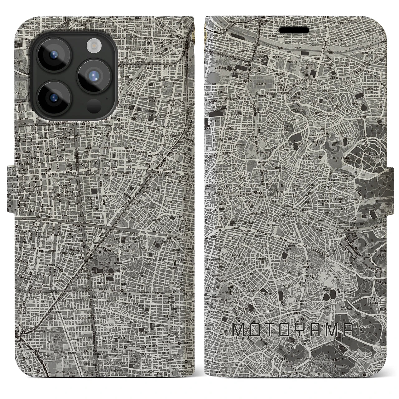 【本山(愛知県)】地図柄iPhoneケース(手帳タイプ)