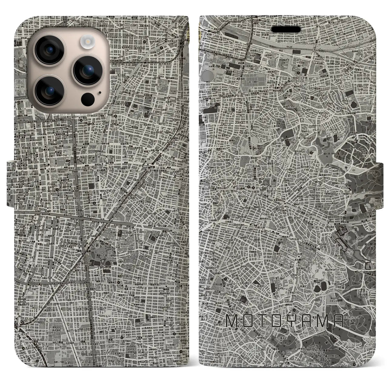 【本山(愛知県)】地図柄iPhoneケース(手帳タイプ)