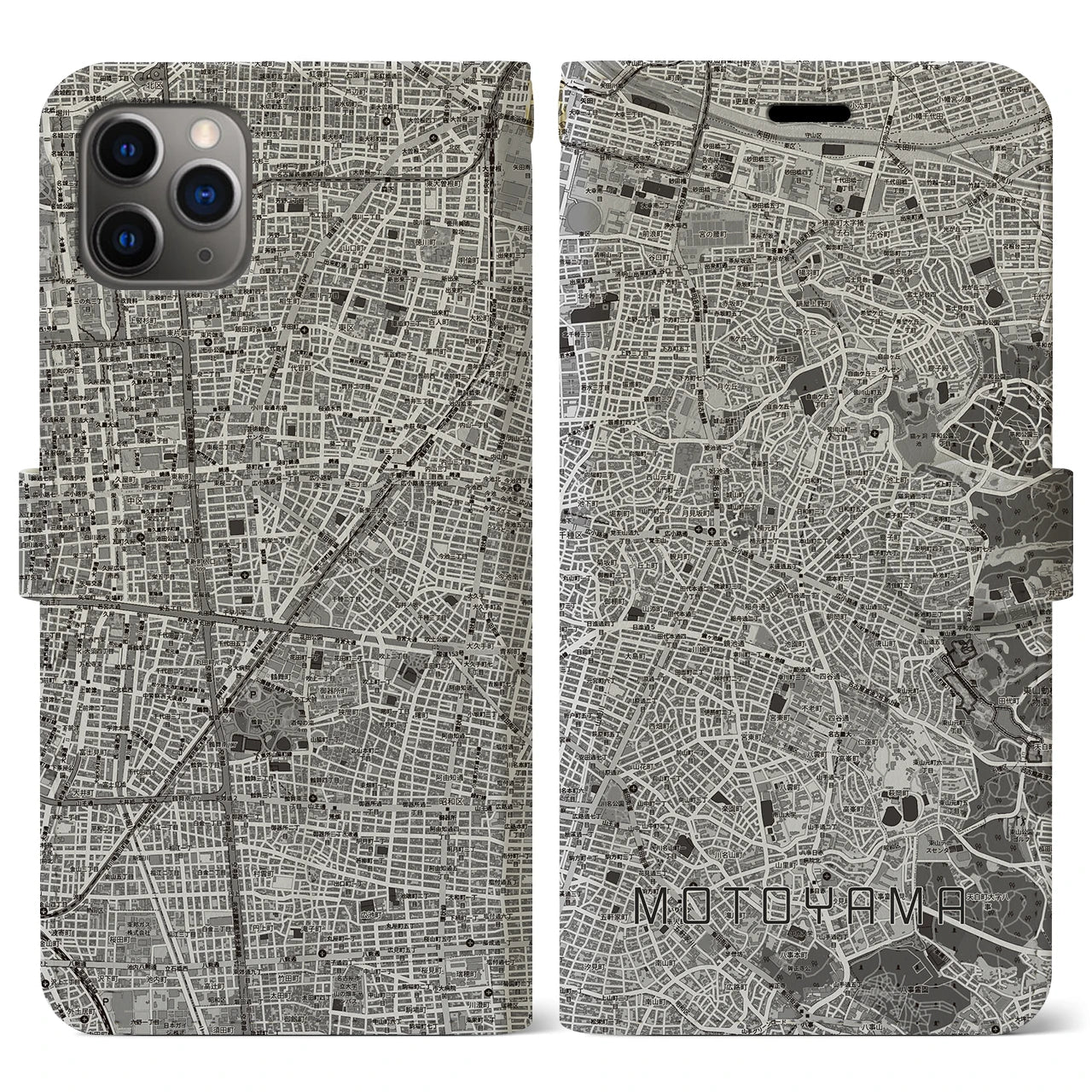 【本山(愛知県)】地図柄iPhoneケース(手帳タイプ)