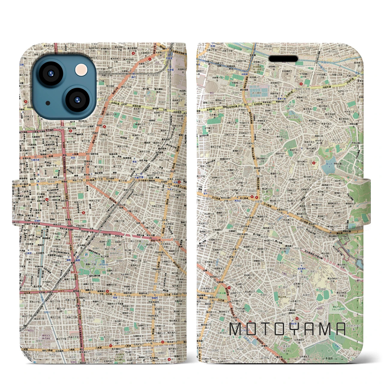 【本山(愛知県)】地図柄iPhoneケース(手帳タイプ)