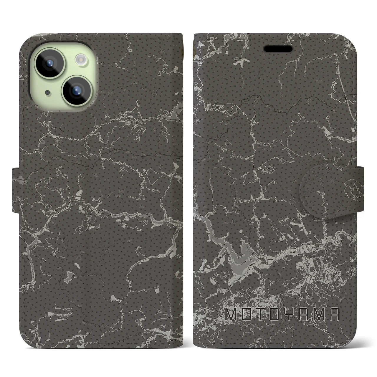 【本山(高知県)】地図柄iPhoneケース(手帳タイプ)