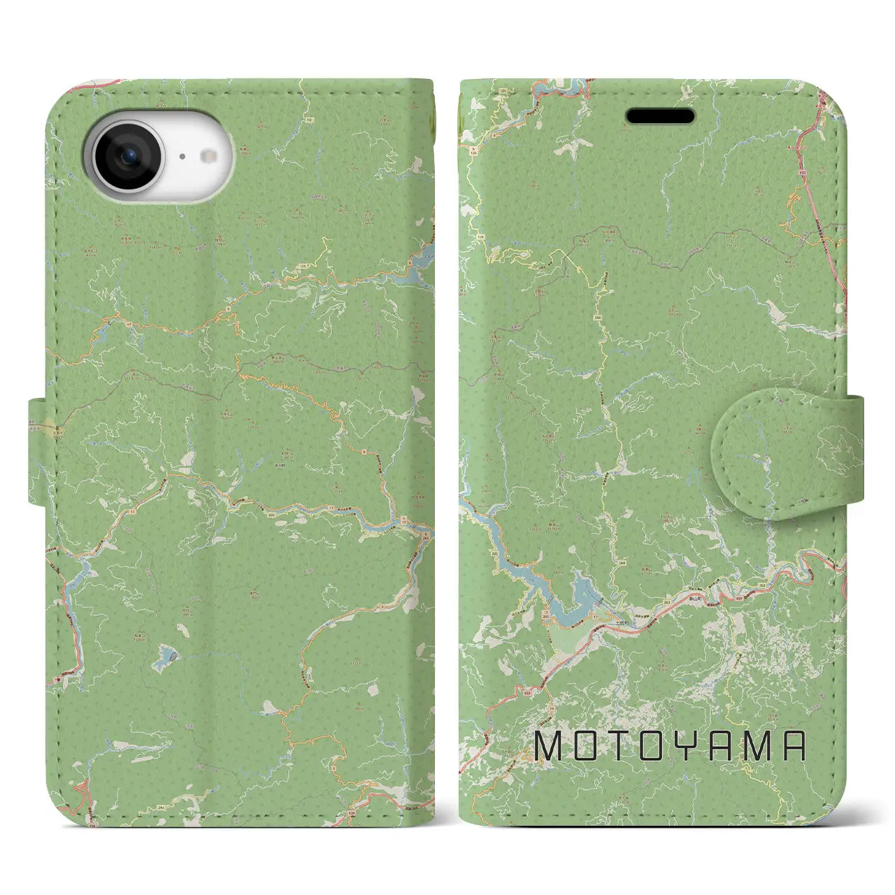 【本山(高知県)】地図柄iPhoneケース(手帳タイプ)