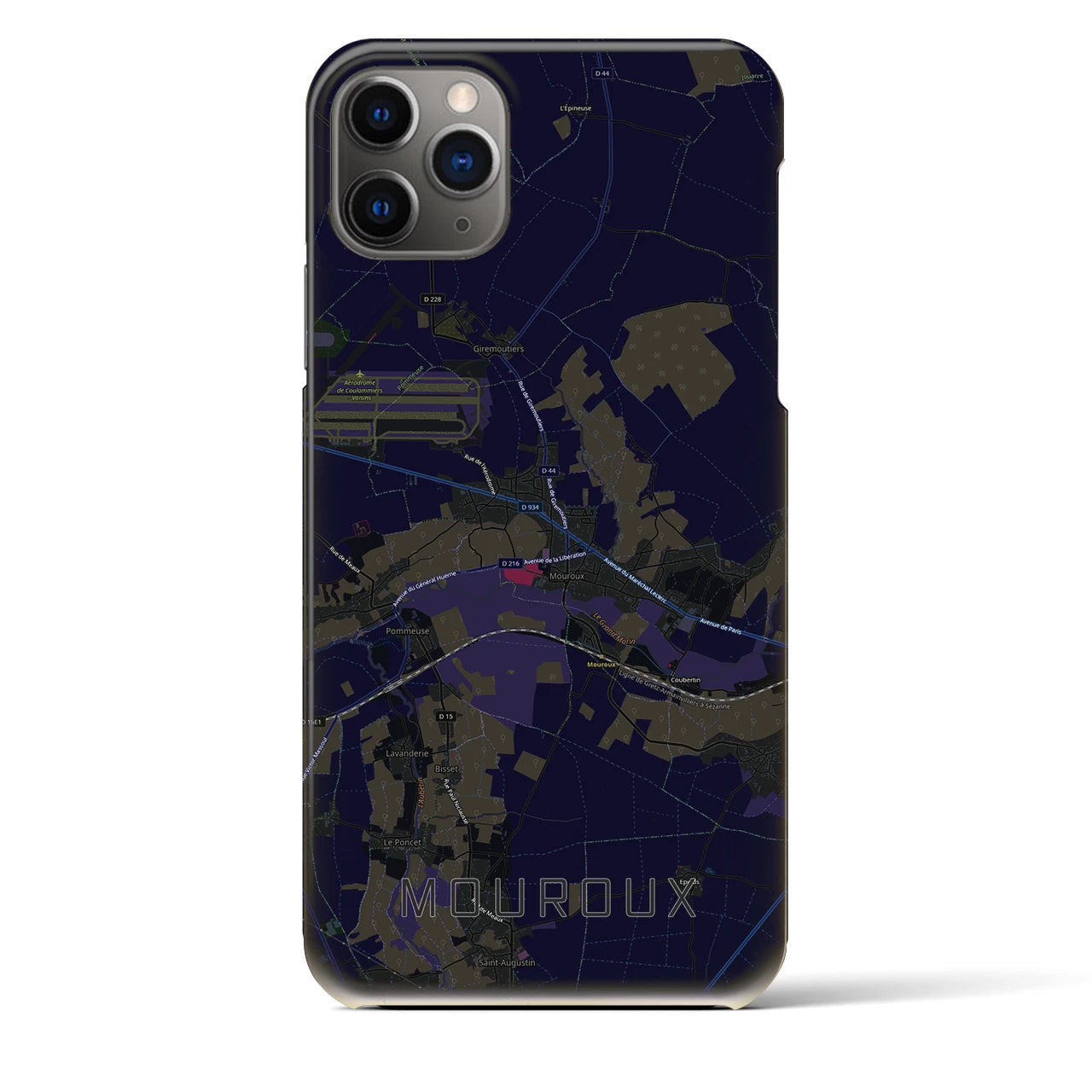 【ムルー(フランス)】地図柄iPhoneケース(バックカバータイプ)ブラック・iPhone 11 Pro Max 用