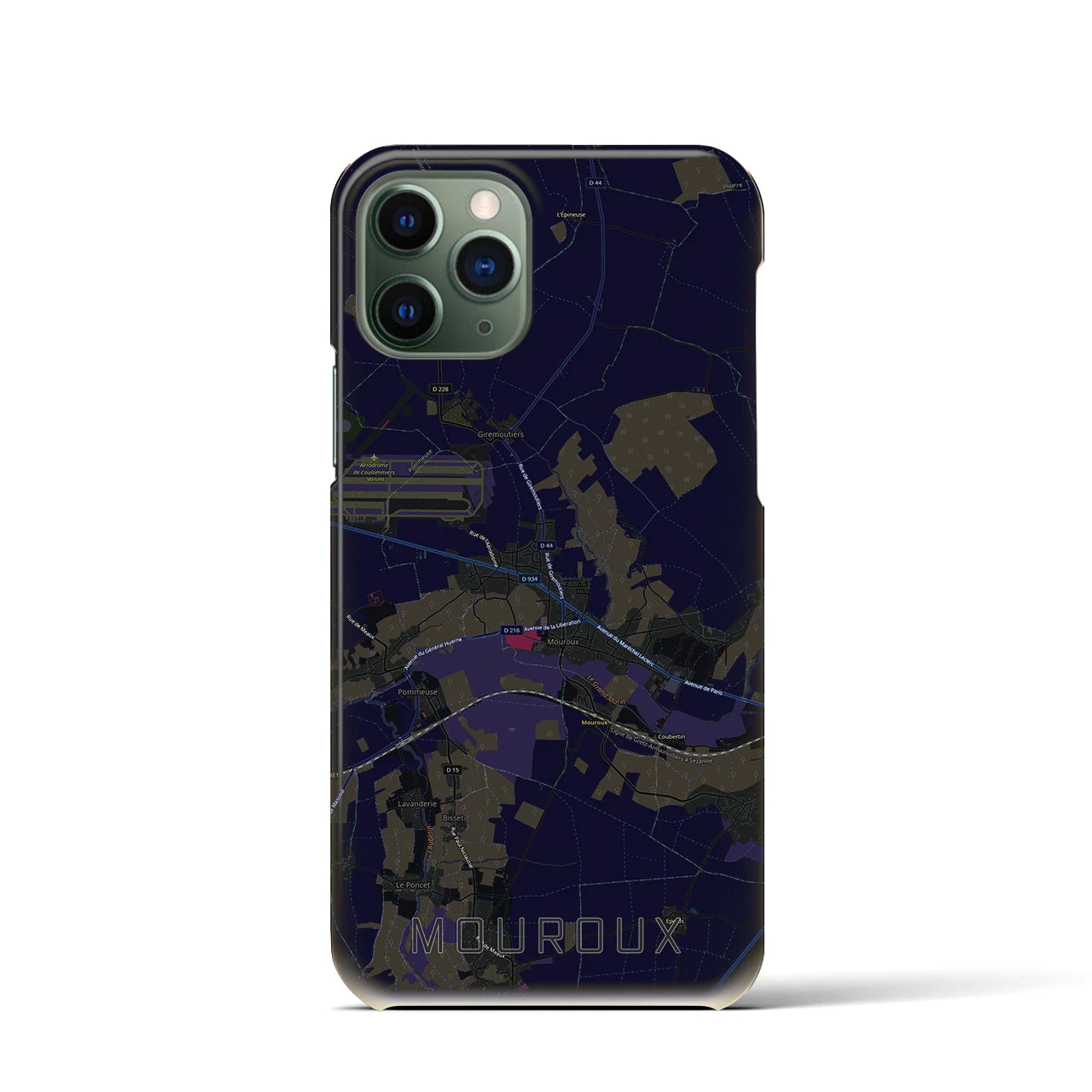 【ムルー(フランス)】地図柄iPhoneケース(バックカバータイプ)ブラック・iPhone 11 Pro 用