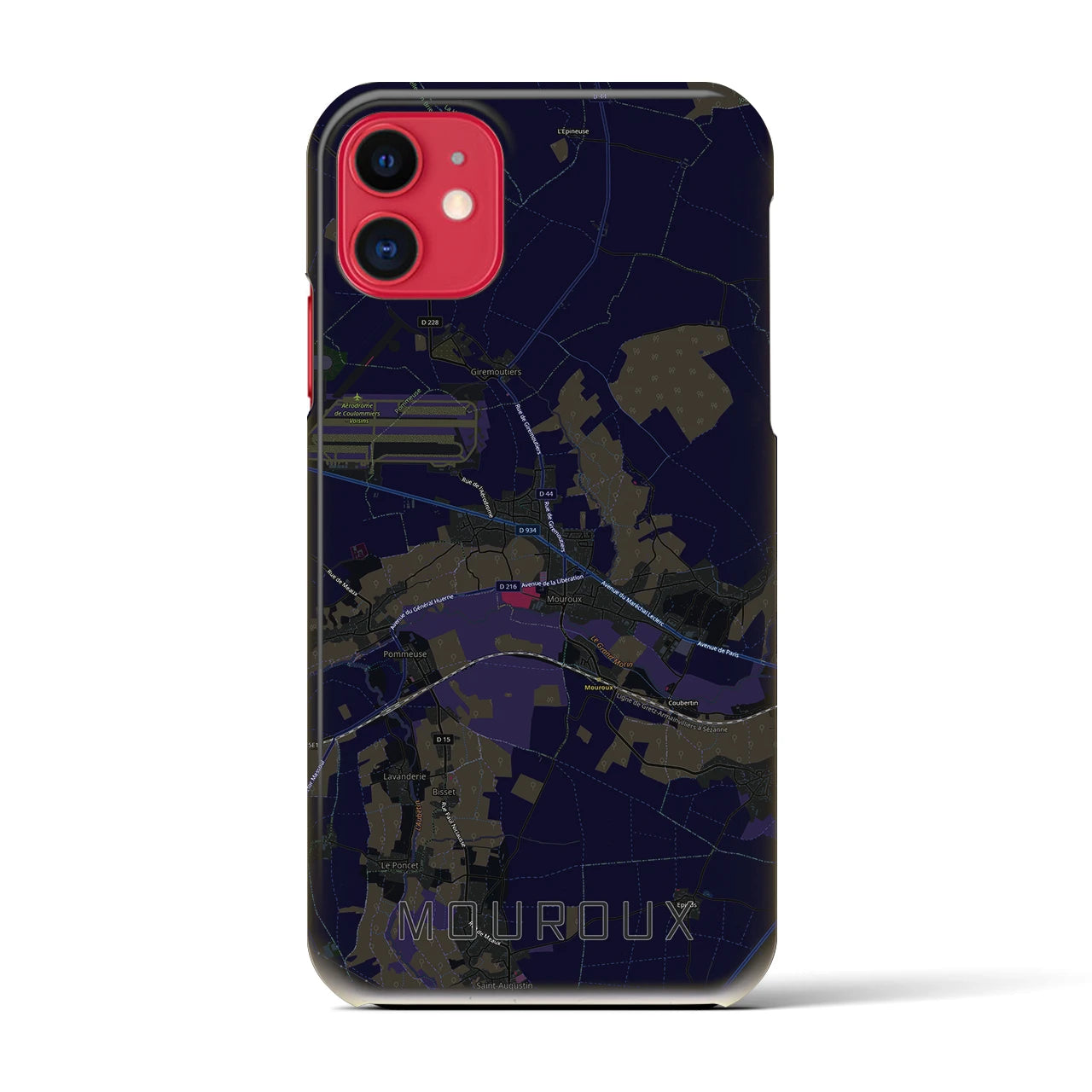 【ムルー(フランス)】地図柄iPhoneケース(バックカバータイプ)ブラック・iPhone 11 用