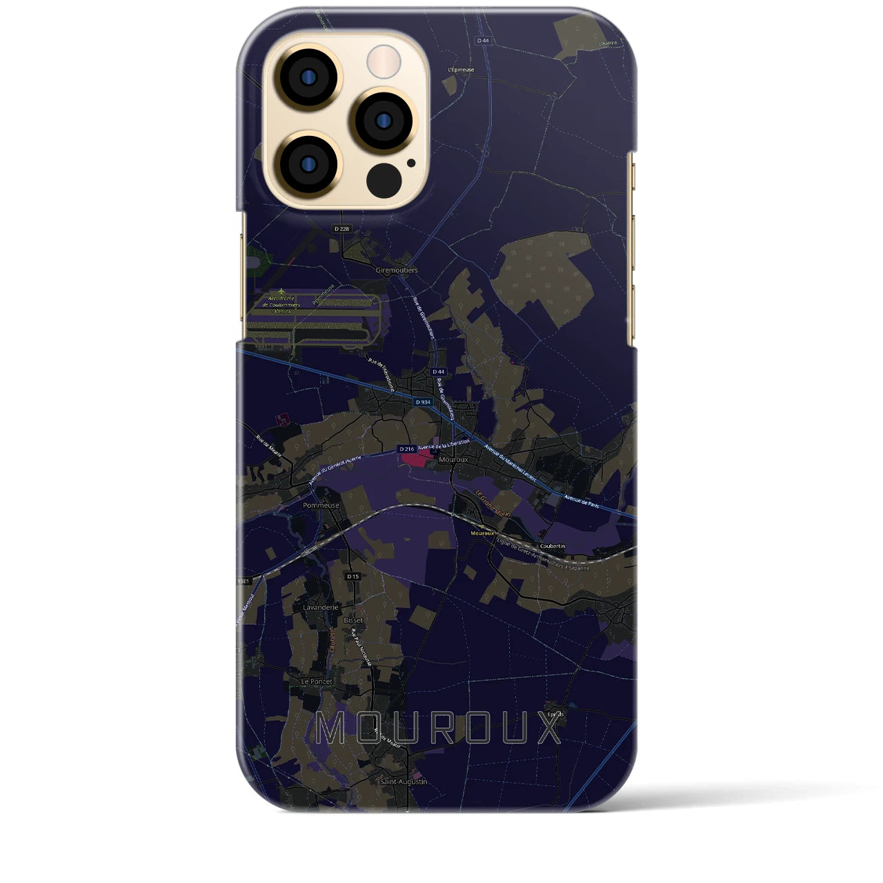 【ムルー(フランス)】地図柄iPhoneケース(バックカバータイプ)ブラック・iPhone 12 Pro Max 用