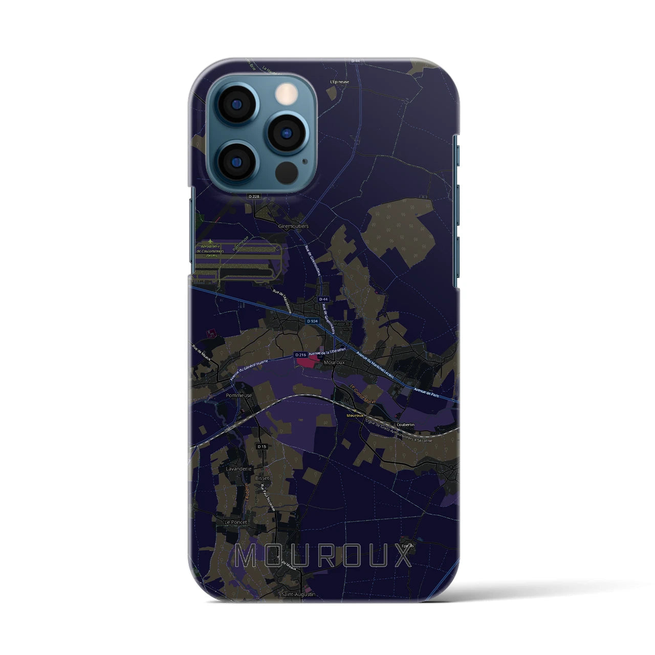 【ムルー(フランス)】地図柄iPhoneケース(バックカバータイプ)ブラック・iPhone 12 / 12 Pro 用