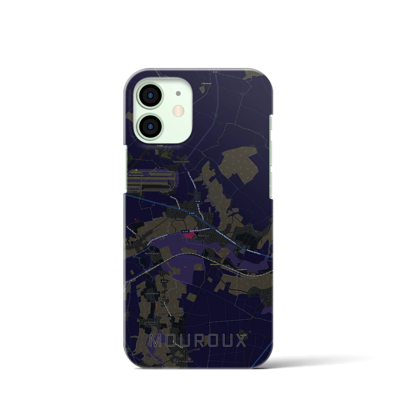 【ムルー(フランス)】地図柄iPhoneケース(バックカバータイプ)ブラック・iPhone 12 mini 用