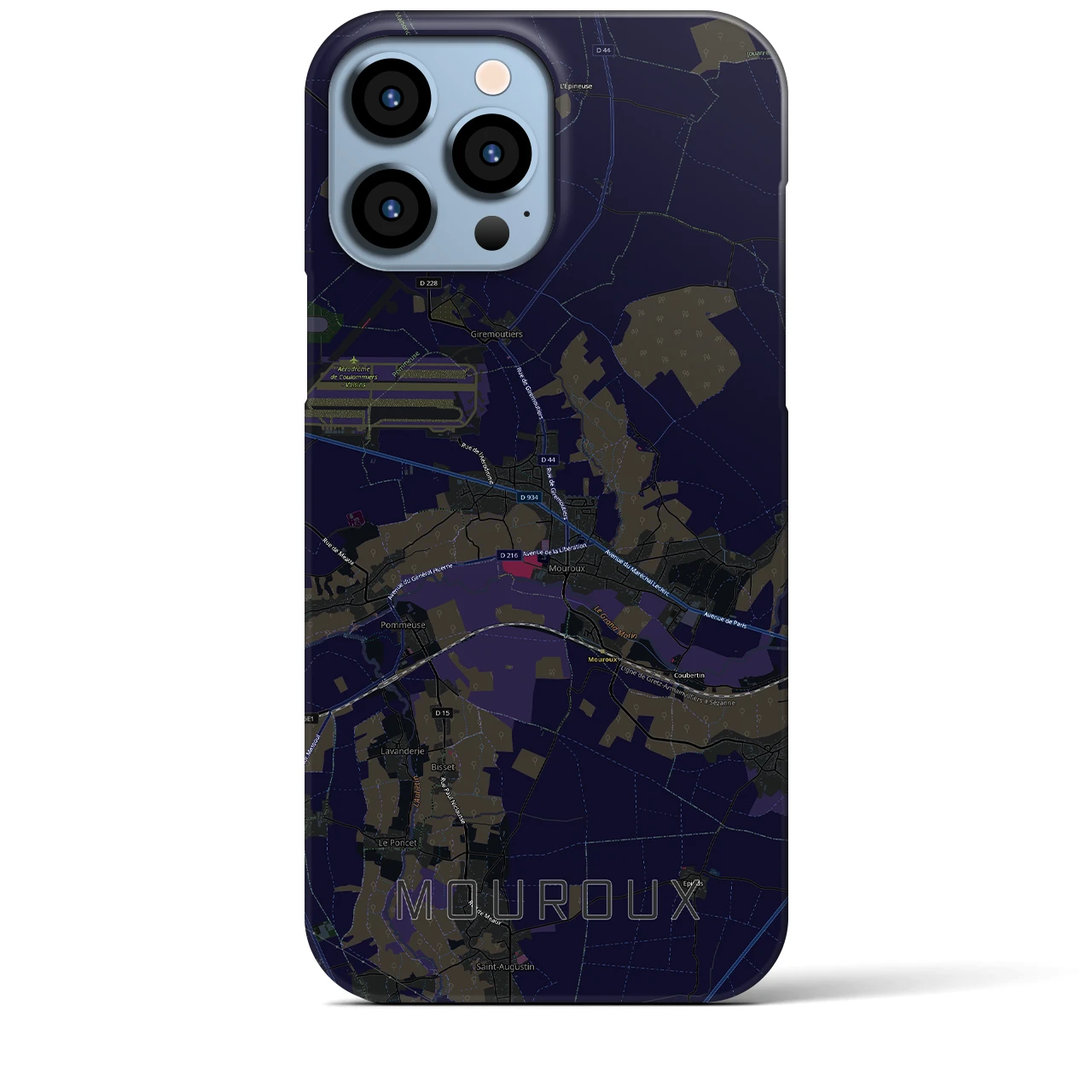 【ムルー(フランス)】地図柄iPhoneケース(バックカバータイプ)ブラック・iPhone 13 Pro Max 用