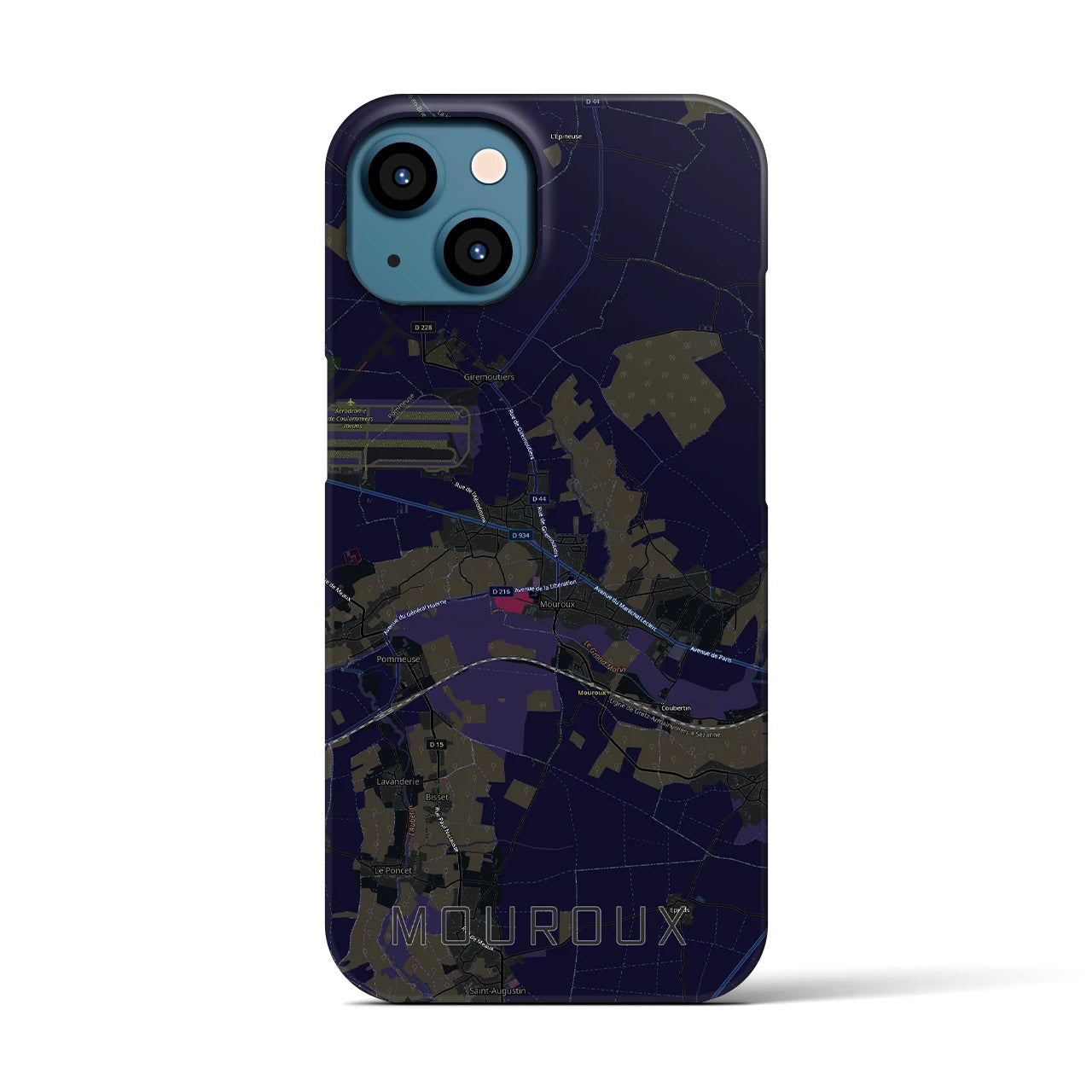 【ムルー(フランス)】地図柄iPhoneケース(バックカバータイプ)ブラック・iPhone 13 用