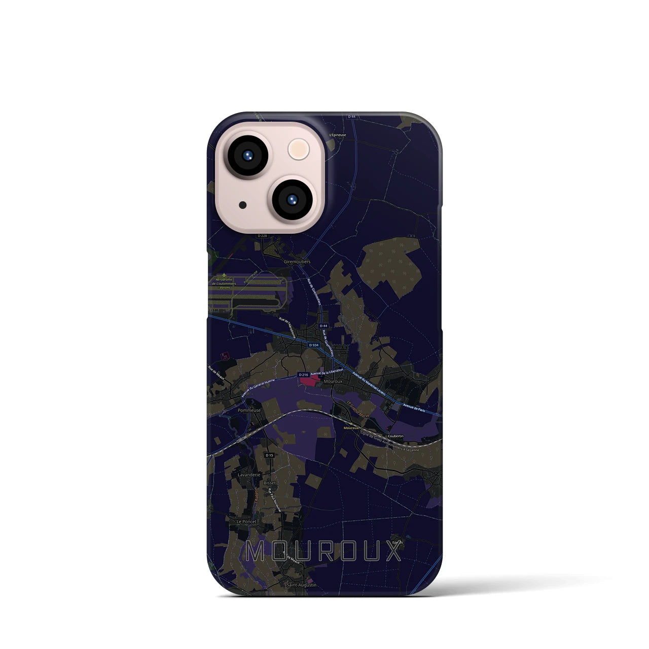 【ムルー(フランス)】地図柄iPhoneケース(バックカバータイプ)ブラック・iPhone 13 mini 用
