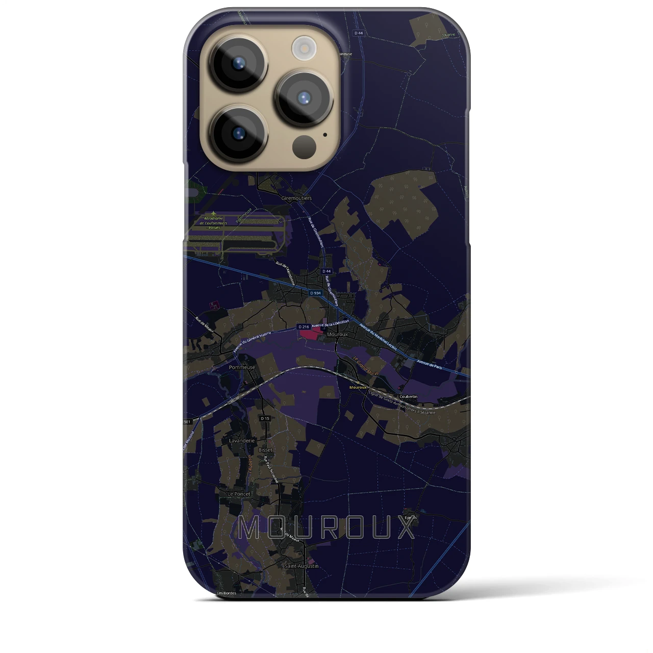 【ムルー(フランス)】地図柄iPhoneケース(バックカバータイプ)ブラック・iPhone 14 Pro Max 用