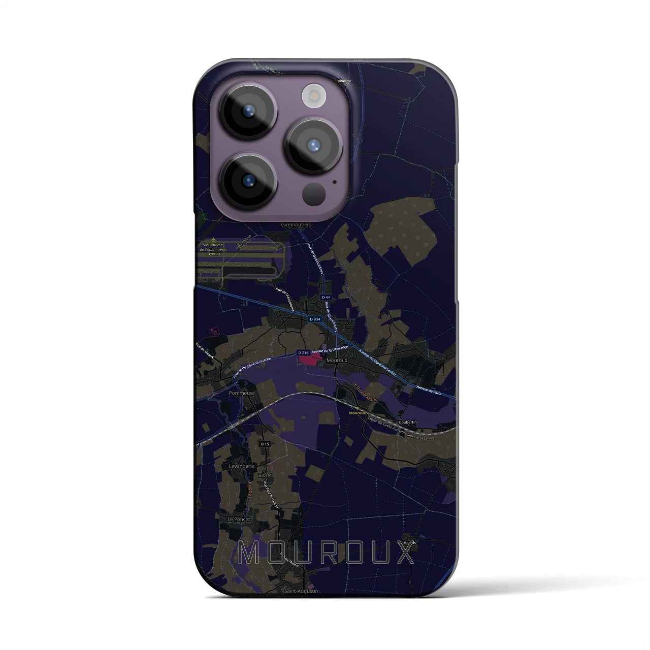 【ムルー(フランス)】地図柄iPhoneケース(バックカバータイプ)ブラック・iPhone 14 Pro 用