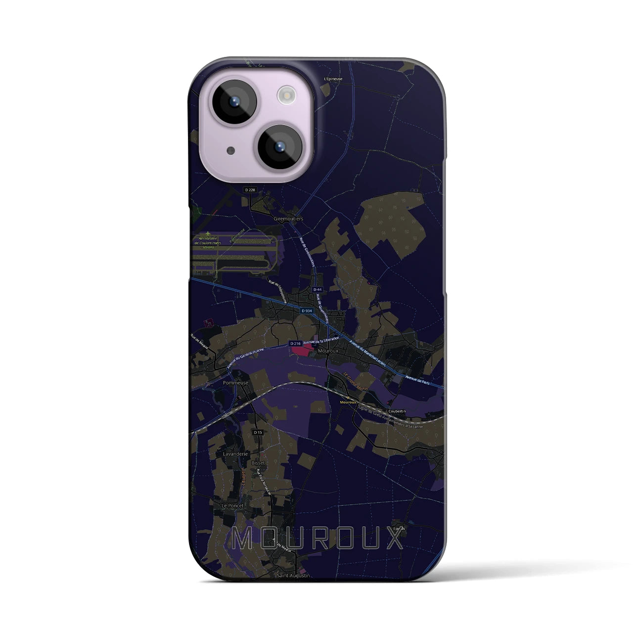 【ムルー(フランス)】地図柄iPhoneケース(バックカバータイプ)ブラック・iPhone 14 用