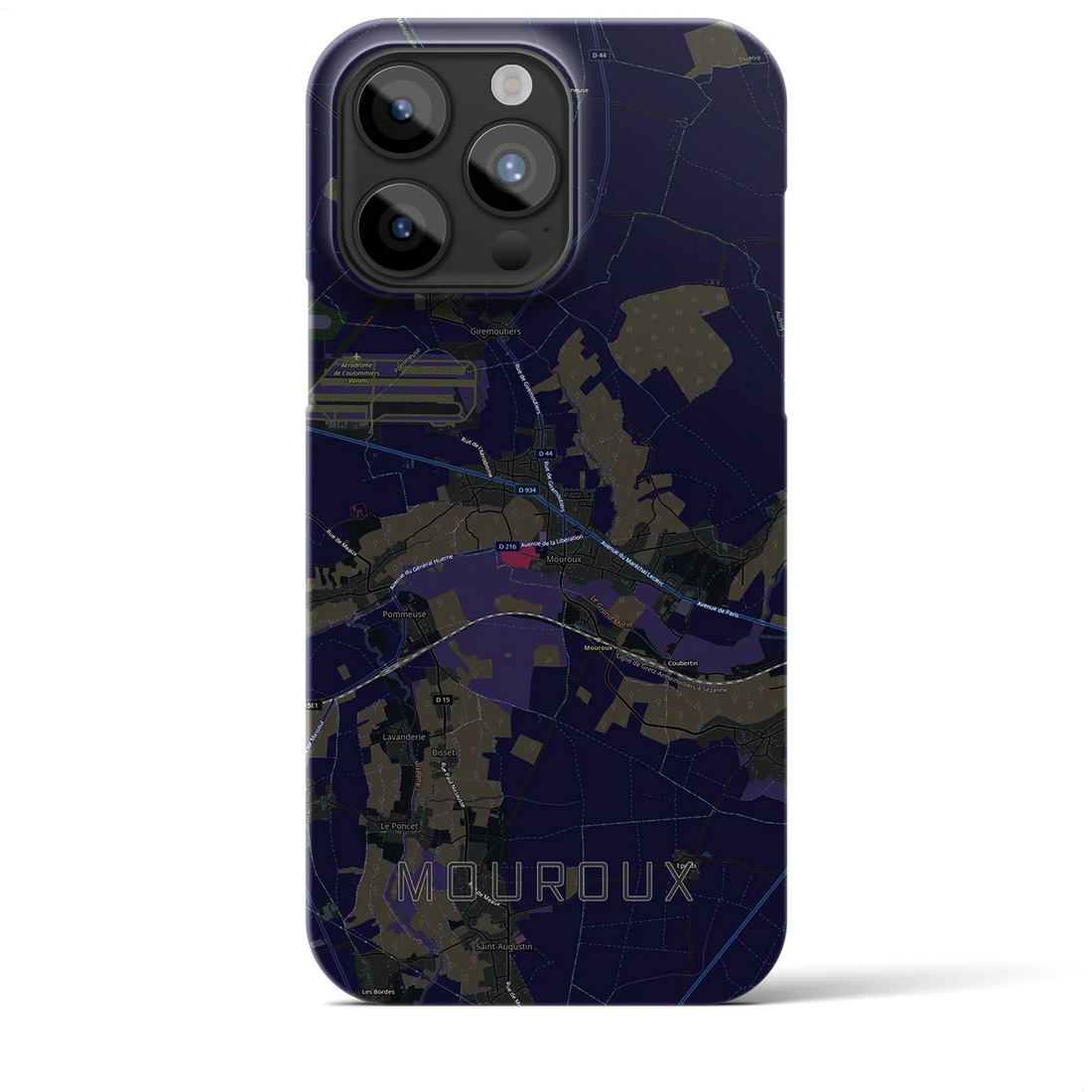 【ムルー(フランス)】地図柄iPhoneケース(バックカバータイプ)ブラック・iPhone 15 Pro Max 用