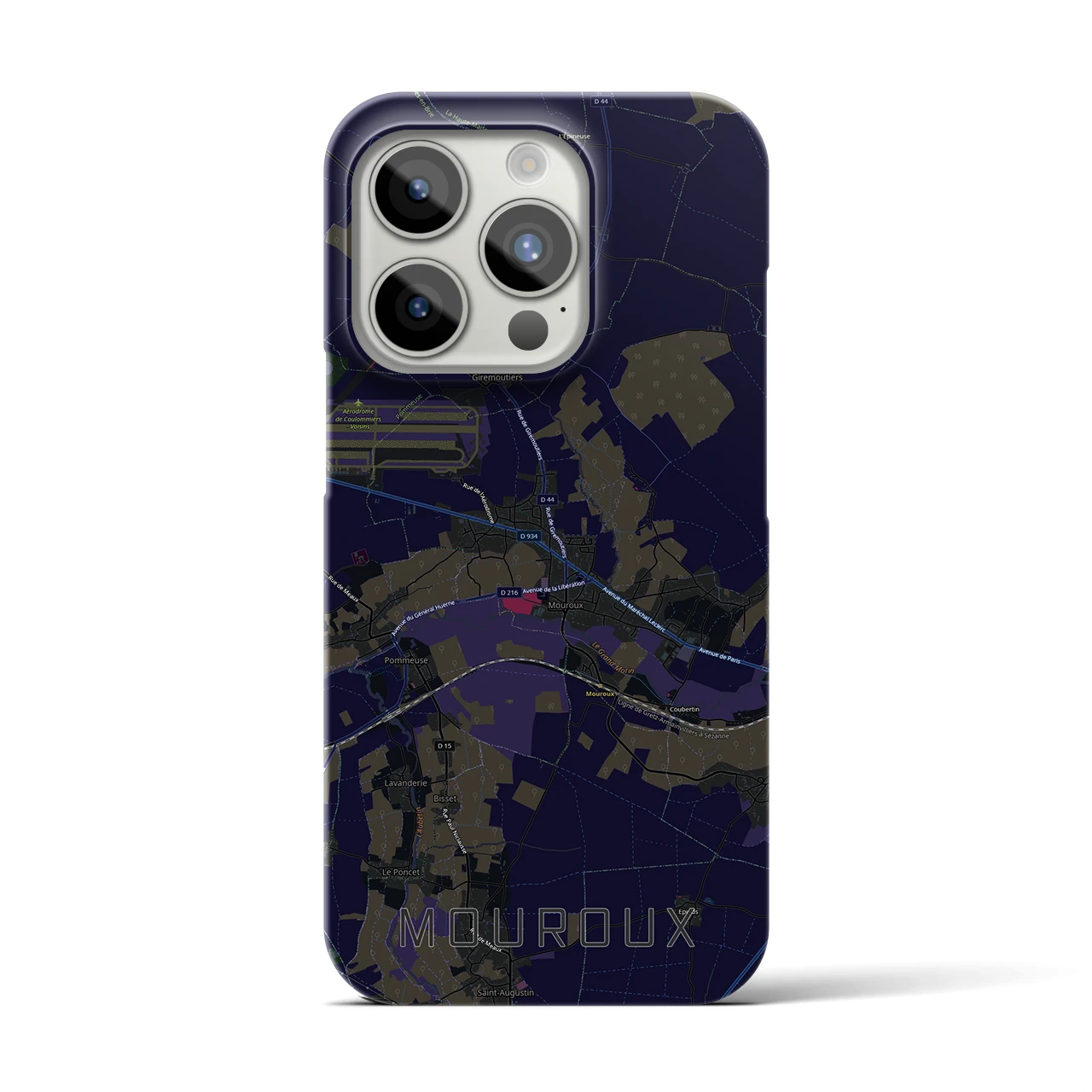 【ムルー(フランス)】地図柄iPhoneケース(バックカバータイプ)ブラック・iPhone 15 Pro 用