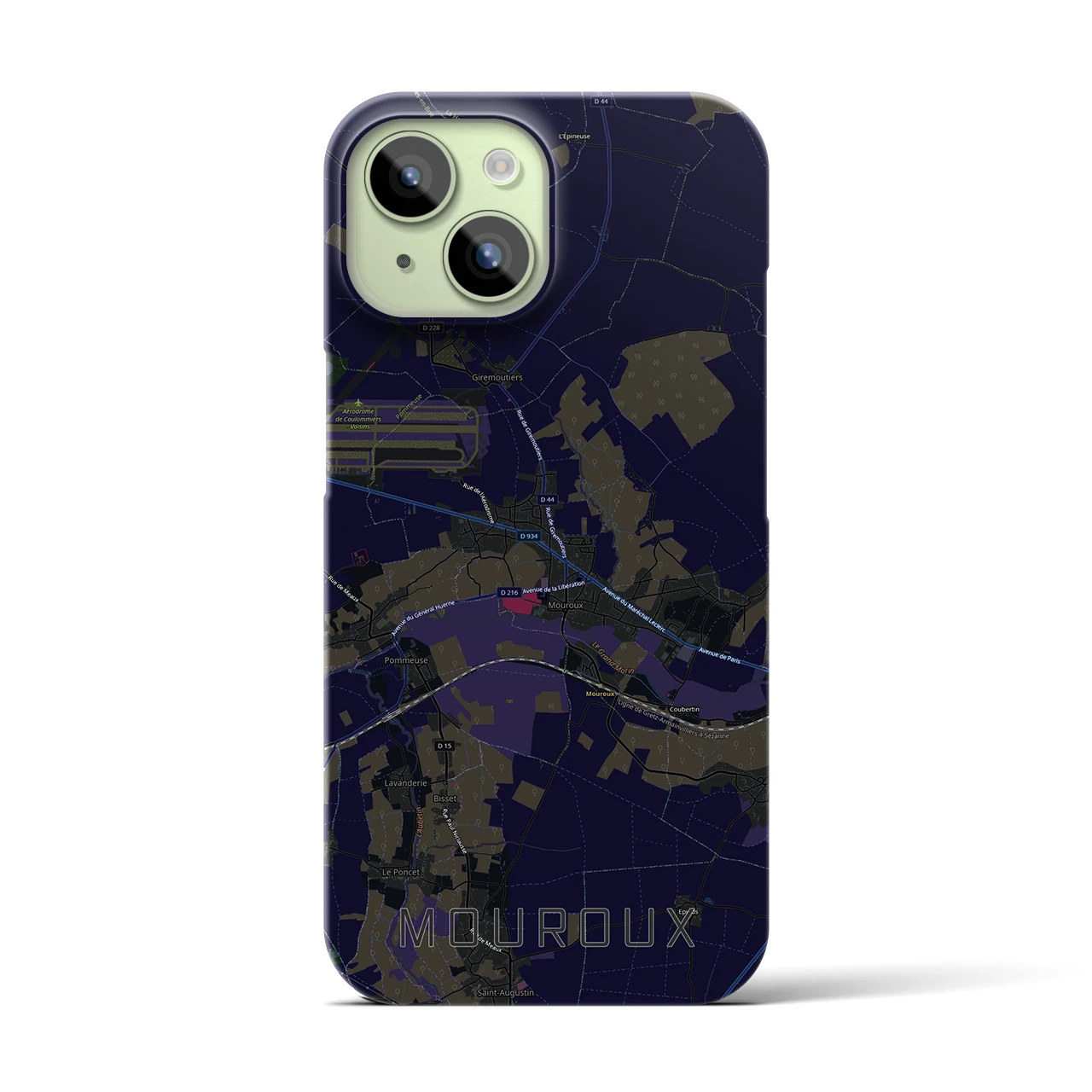 【ムルー(フランス)】地図柄iPhoneケース(バックカバータイプ)ブラック・iPhone 15 用
