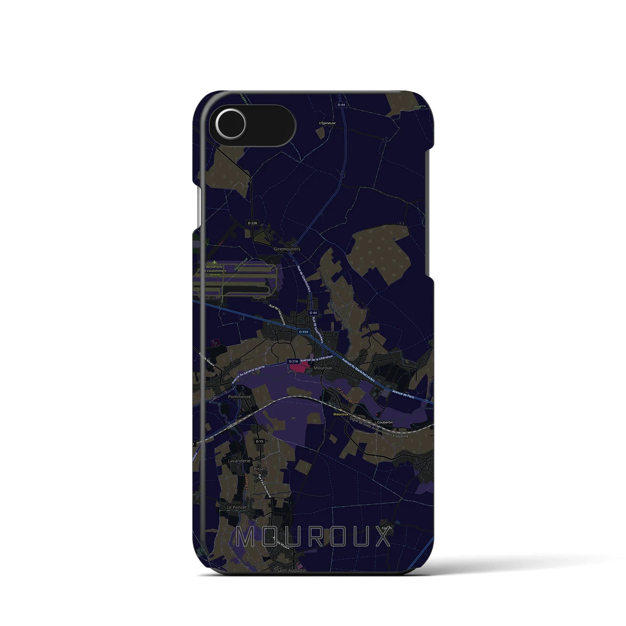 【ムルー(フランス)】地図柄iPhoneケース(バックカバータイプ)ブラック・iPhone SE(第3 / 第2世代) / 8 / 7 / 6s / 6 用