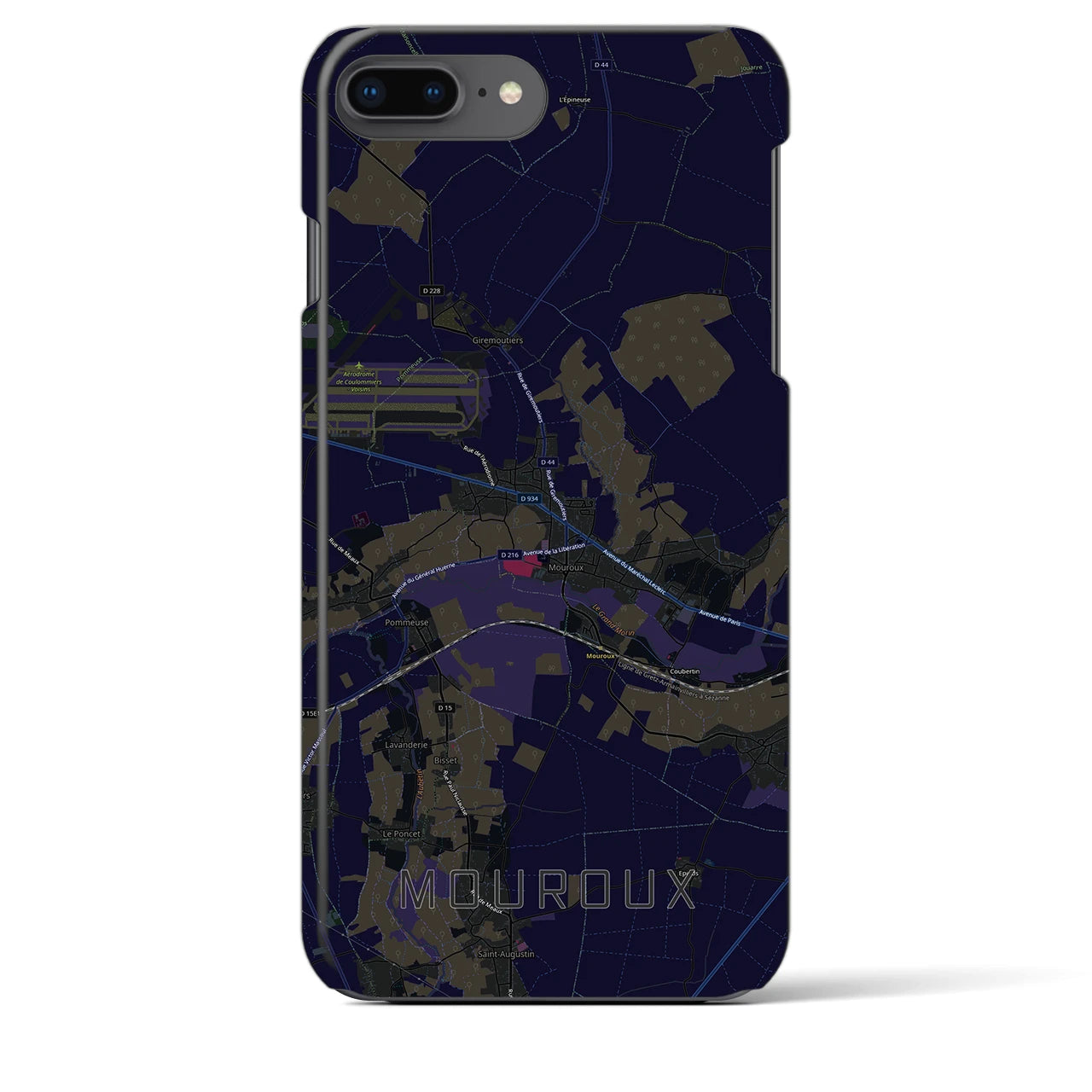 【ムルー(フランス)】地図柄iPhoneケース(バックカバータイプ)ブラック・iPhone 8Plus /7Plus / 6sPlus / 6Plus 用