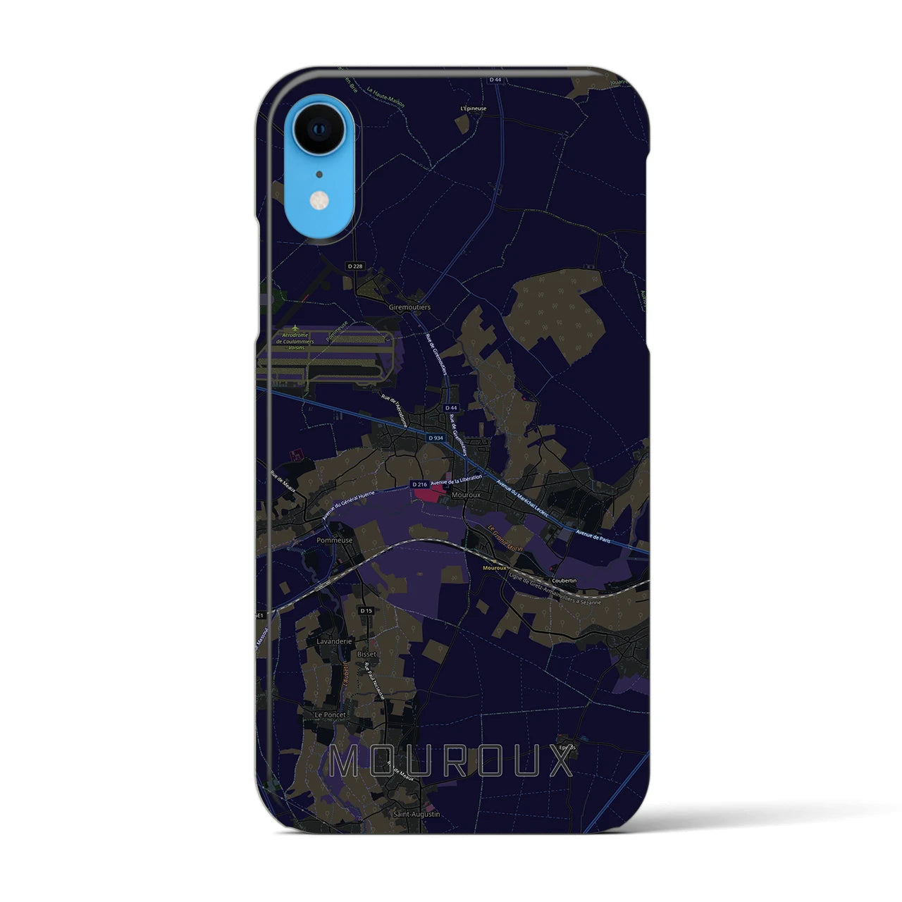 【ムルー(フランス)】地図柄iPhoneケース(バックカバータイプ)ブラック・iPhone XR 用