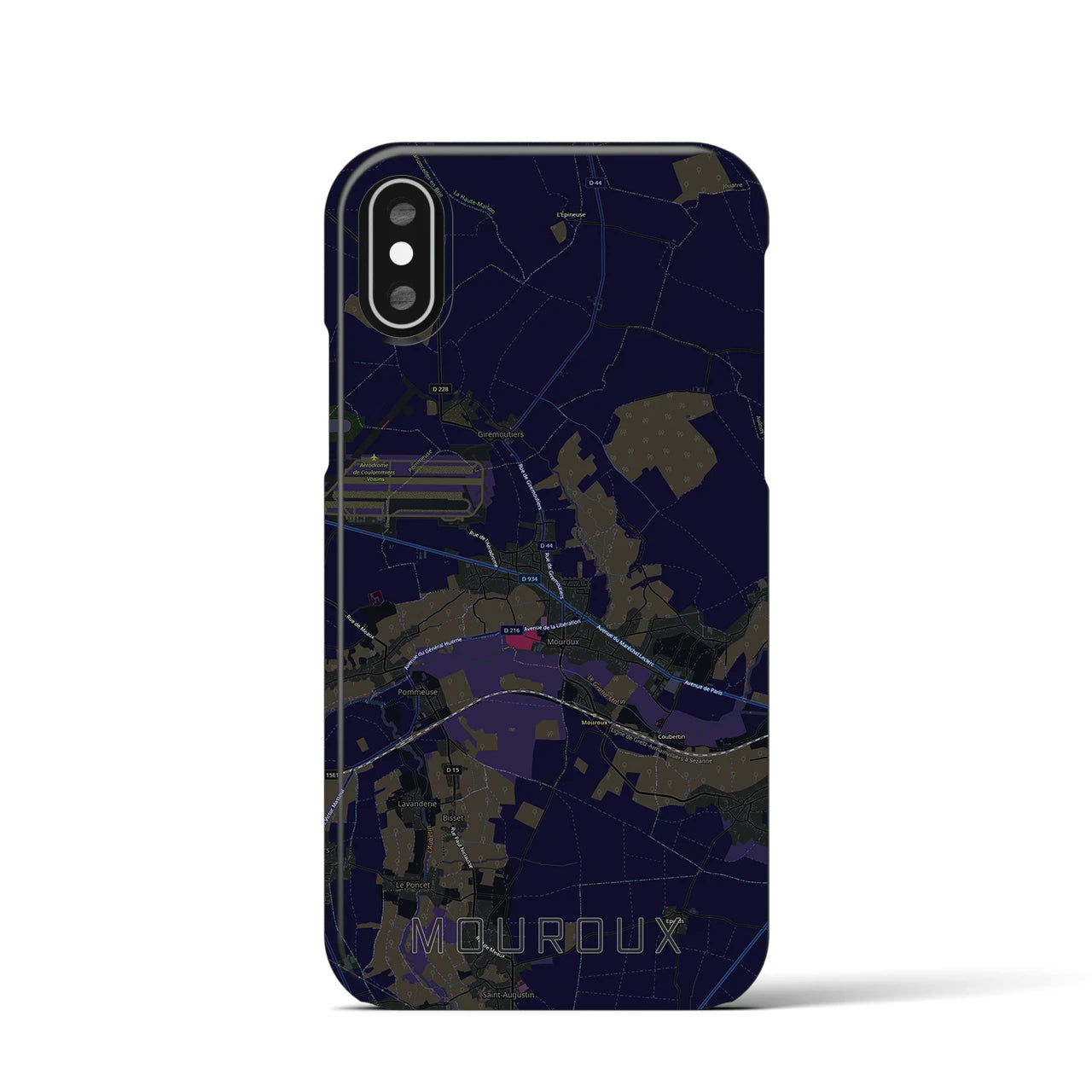 【ムルー(フランス)】地図柄iPhoneケース(バックカバータイプ)ブラック・iPhone XS / X 用