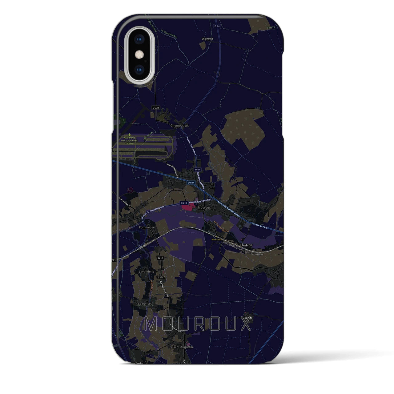 【ムルー(フランス)】地図柄iPhoneケース(バックカバータイプ)ブラック・iPhone XS Max 用