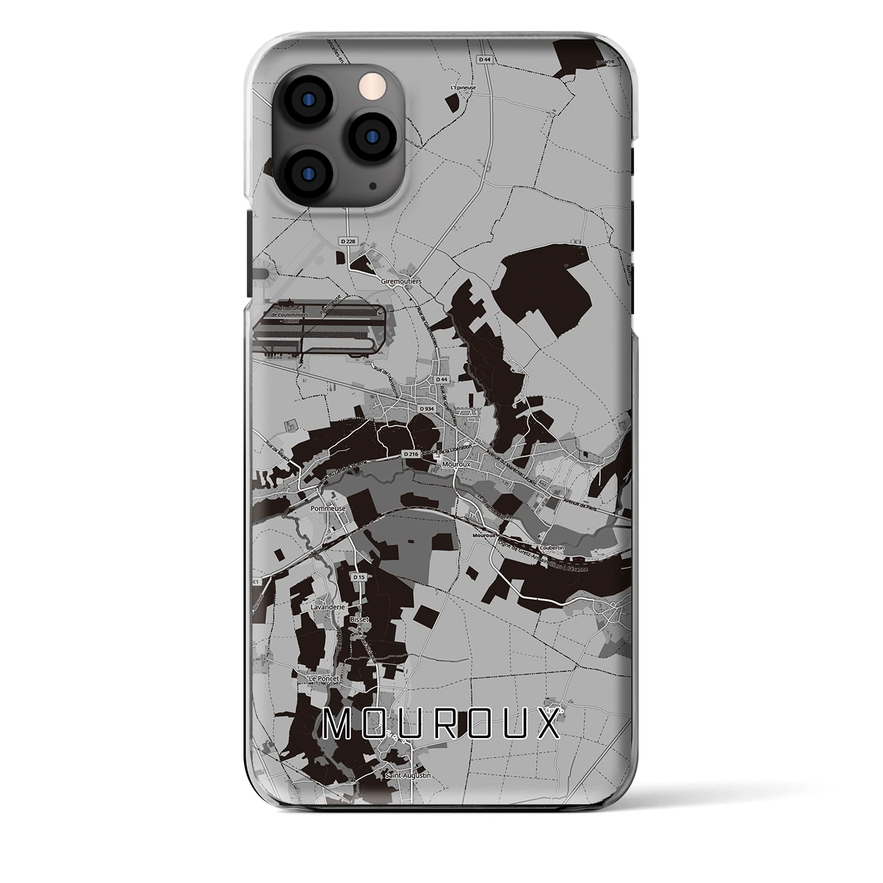 【ムルー(フランス)】地図柄iPhoneケース(クリアタイプ)モノトーン・iPhone 11 Pro Max 用