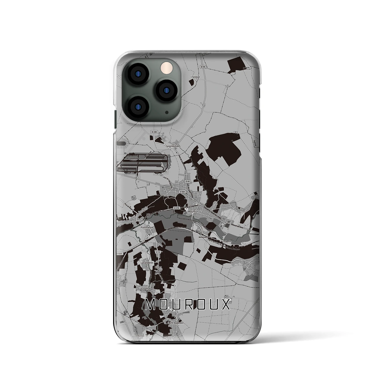 【ムルー(フランス)】地図柄iPhoneケース(クリアタイプ)モノトーン・iPhone 11 Pro 用