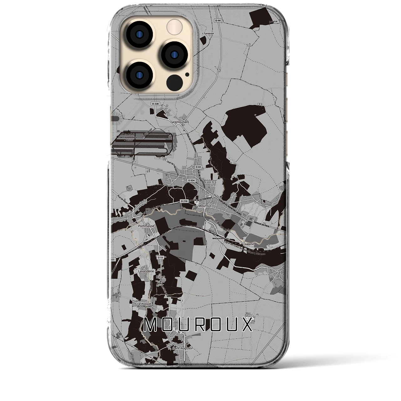 【ムルー(フランス)】地図柄iPhoneケース(クリアタイプ)モノトーン・iPhone 12 Pro Max 用