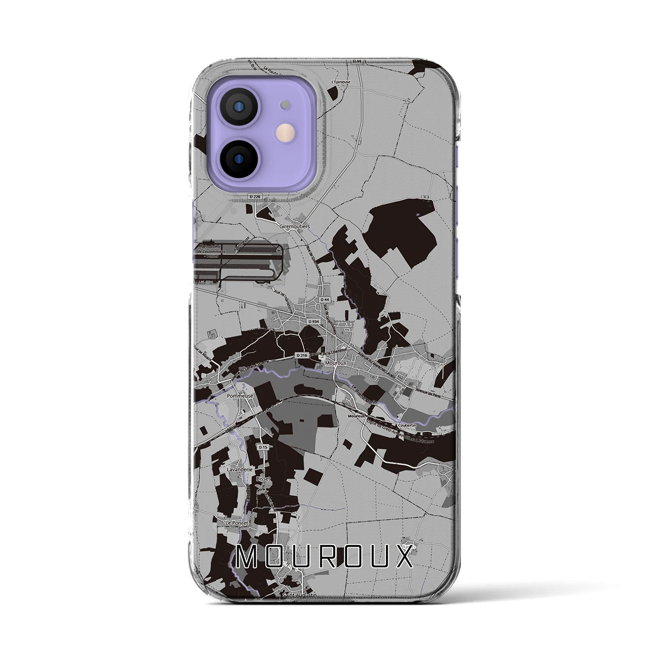 【ムルー(フランス)】地図柄iPhoneケース(クリアタイプ)モノトーン・iPhone 12 / 12 Pro 用