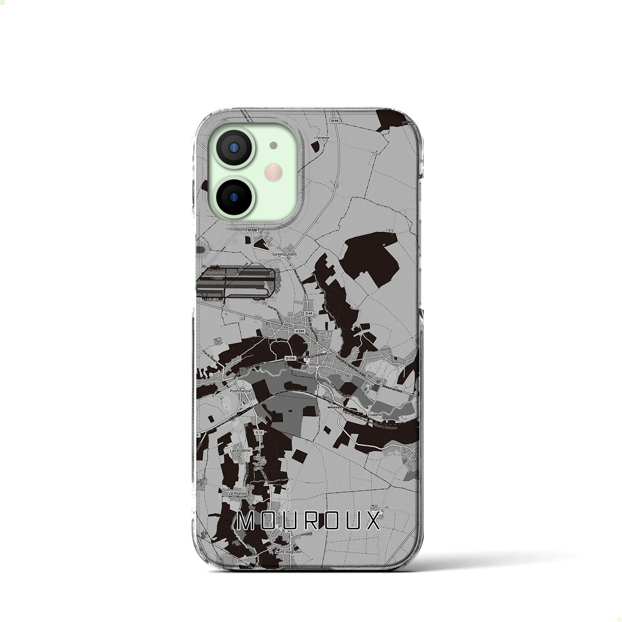 【ムルー(フランス)】地図柄iPhoneケース(クリアタイプ)モノトーン・iPhone 12 mini 用